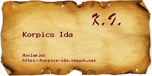 Korpics Ida névjegykártya
